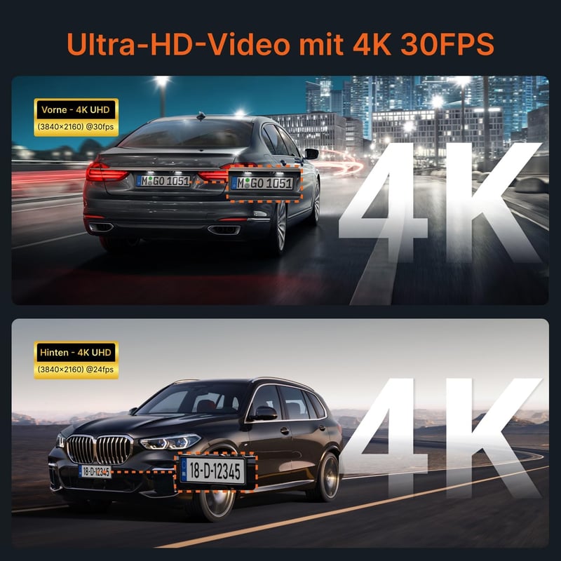 Miofive S1 Ultra 4K+4K Autós Menetrögzítő Kamera, Első-Hátsó GPS, 5.8GHz WiFi, Éjjellátó, 3" IPS Kijelző, 64GB Kártya, HDR, Applikáció