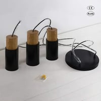 Matiere Vintage Ipari Függőlámpa E27 Izzóhoz - Fekete Alumínium-Fa Mennyezeti Lámpa Étkezőbe, Folyosóra, Konyhába, Nappaliba - 60W 5