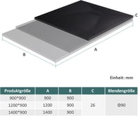 EMKE Zuhanytálca 140x90 cm Fekete - Lapos, Csúszásgátló, Méretre Vágható SMC Zuhanytálca Téglalap Alakú Matt Felülettel 7