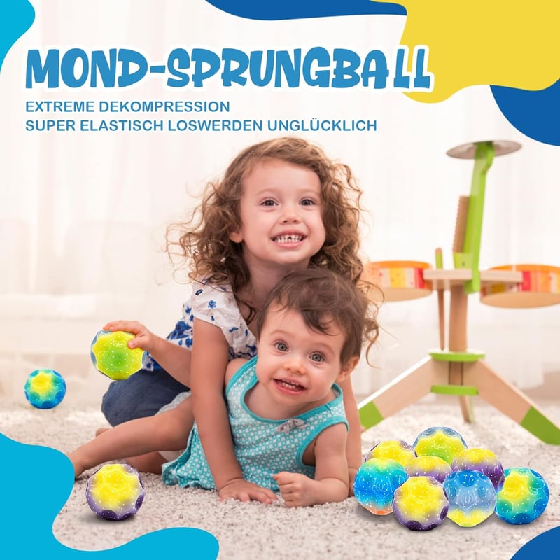 Astro Jump 6 db-os színes mini ugrálólabda szett - Bolygó mintás gumilabdák kül- és beltérre
