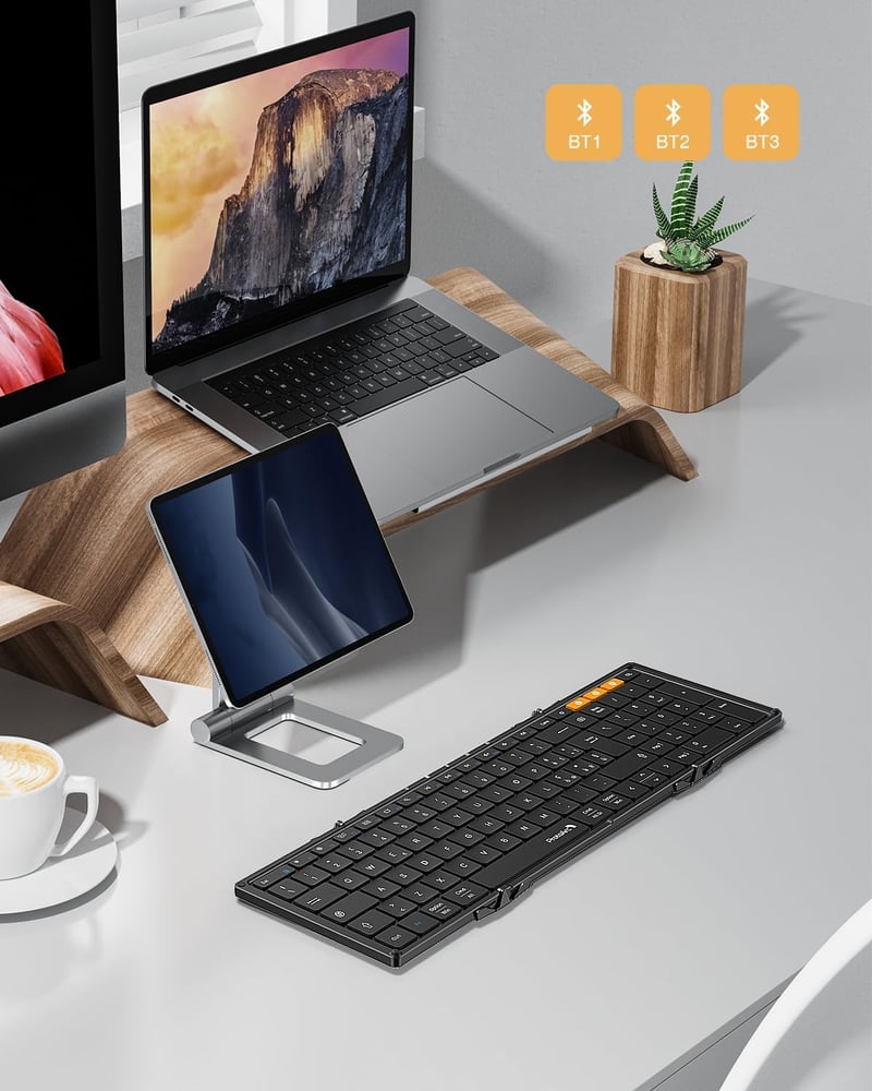 ProtoArc XK01 Összecsukható Vezeték Nélküli Billentyűzet - Olasz Kiosztás, Hordozható, Kompatibilis Android, Windows, iOS Eszközökkel, Feket