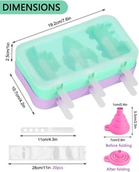 CHMMY Jégkrém Készítő Szett - 20 db-os Újrahasználható Szilikon Forma Állat és Jármű Mintákkal, BPA-mentes, Fedéllel és Tölcsérrel, Házi Fag 2