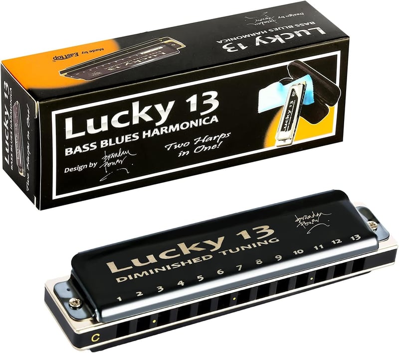 Lucky 13 szájharmonika, 13 lyukú basszus és blues hangszer, C-mollban