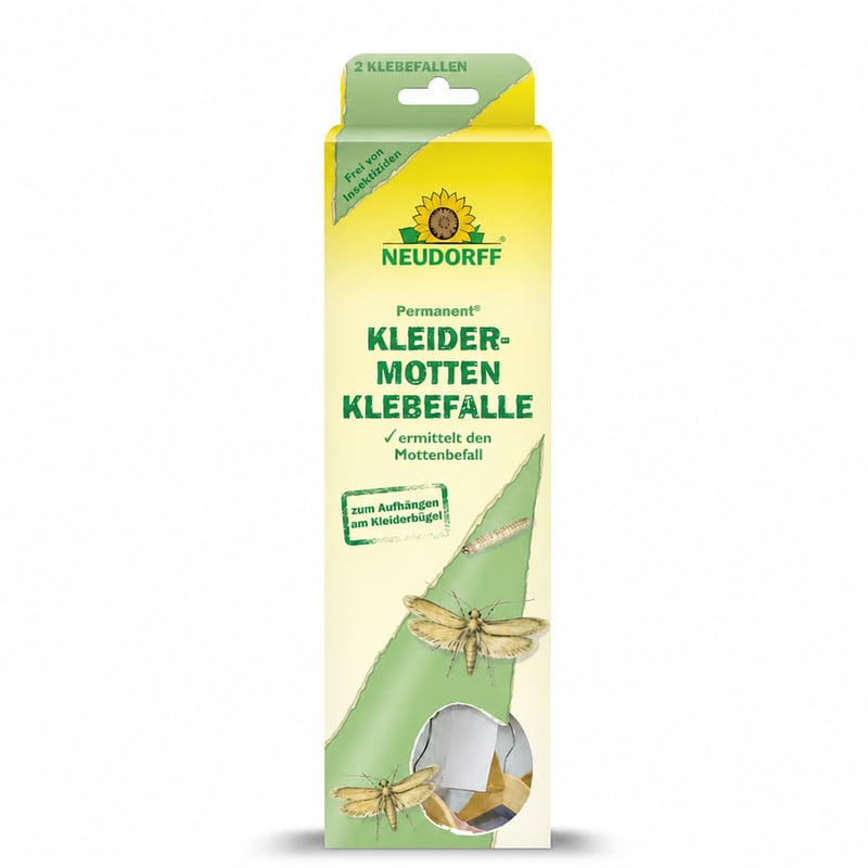 Capcană adezivă pentru molii de haine Neudorff Permanent, care se poate agăța în dulap, fără insecticide, inodoră, acțiune timp de 3 luni – 1 buc. (ambalaj incomplet)