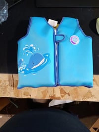 Vestă de înot pentru copii Lechin 15-19 kg (2-3 ani) cu model de balenă albastră, vestă din neopren pentru învățarea înotului pentru cei mici, mărimea S 2