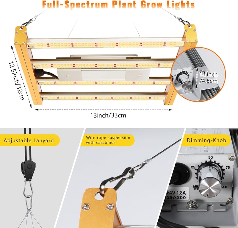 VAYALT SZ1200 LED Növénylámpa - Teljes Spektrumú UV-IR-Kék Fénnyel, Szabályozható, 1200W, 75000 Lumen, Beltéri Magokhoz, Palántákhoz, Zöldsé