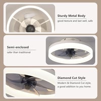 MOSSCO Mennyezeti Ventilátor LED Világítással - Távirányítós, Szabályozható Fényerő, 3 Színhőmérséklet, 6 Fokozat, Csendes Működés, Fehér, 4 7