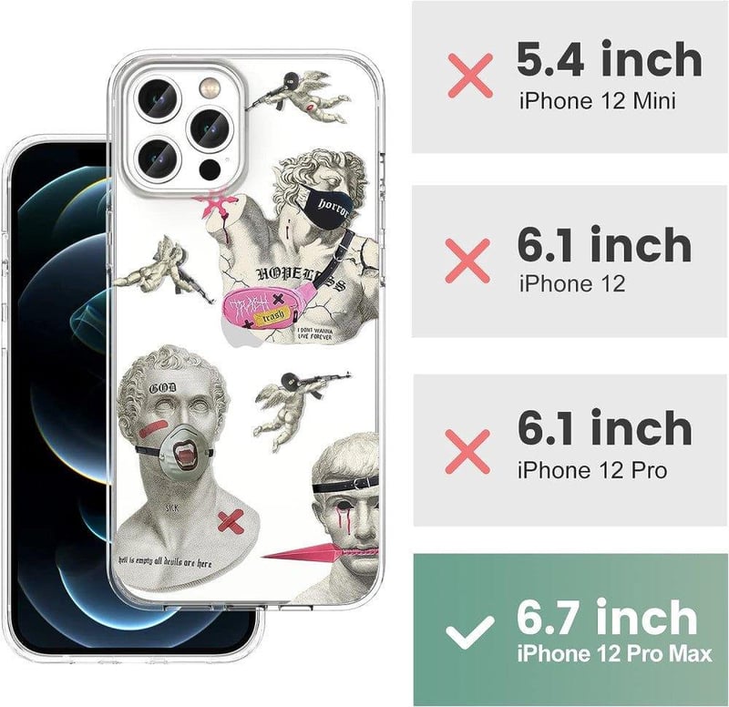 iPhone 12 Pro Max Átlátszó Punk Szobros Szilikon Tok - Ütésálló CHEORFAY Védőtok