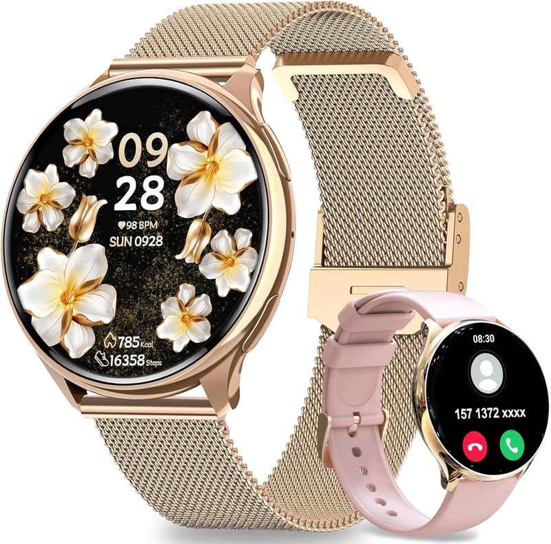 fitonyo Női Okosóra AMOLED Kijelzővel, Híváskezelés, 120 Sportmód, Egészségfigyelés