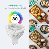 EDISHINE GU5.3 LED Spotlámpa, 12V MR16, 5W (50W helyett), 2700K Meleg Fehér, 400 Lumen, 38° Szórási Szög, Energiatakarékos, 6 darabos csomag 5