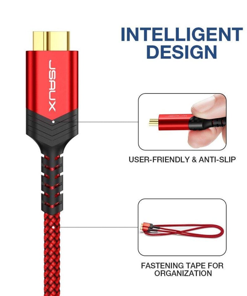 JSAUX USB C-Micro B kábel külső HDD-hez, 2db (30cm+1m) - Újracsomagolt