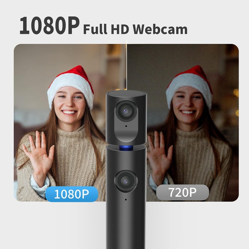 CZUR Halo Full HD 1080P Webkamera - 180° Forgatható Dupla Kamerás Streamcam Mikrofonnal, 90° Látószög, USB-C Csatlakozás, Zoom/Skype/Teams K
