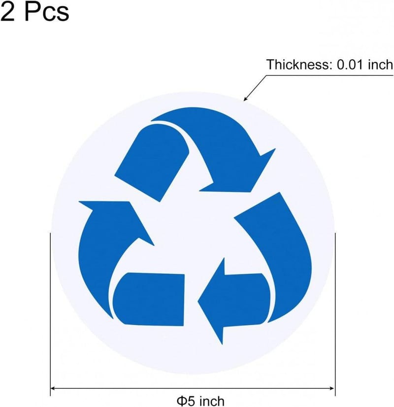 Újrahasznosítási matrica szemetesre - 2db, 12,7cm, kék-fehér, szelektív gyűjtéshez