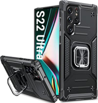 Samsung Galaxy S22 Ultra Ütésálló Tok Állvánnyal - Fekete 1