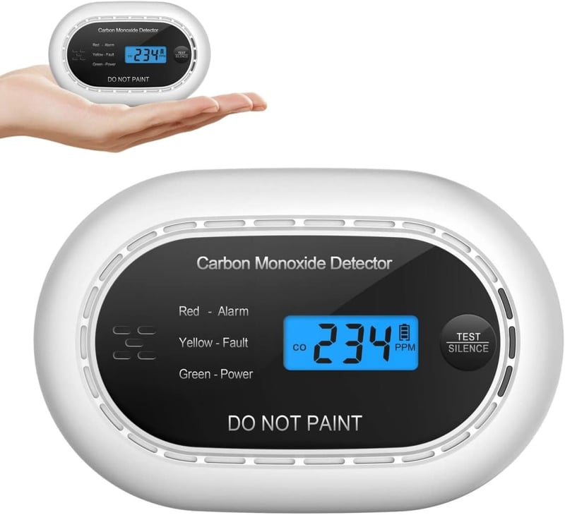 XINDUM LCD-s szénmonoxid riasztó 10 éves elemmel, otthoni használatra (fekete)