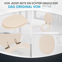 Sanilo Fa WC Ülőke Ovális Bézs Színben, Prémium Minőségű Lassú Záródású Mechanizmussal, Modern Stílusú Toalett Tető 6