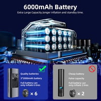 Gyors Elektromos Pumpa 6000mAh - 150PSI Kompresszor Autóhoz, Biciklihez, Motorhoz LED-del 2