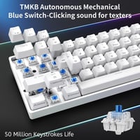 Dierya DK61se Kompakt Mechanikus Gamer Billentyűzet, 61 Gombos, Kék Kapcsolós, Jégkék Háttérvilágítás, Anti-Ghosting, USB-C, Fehér 3