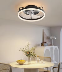 Baerolc 40 cm-es Mennyezeti Ventilátor LED Világítással - Szabályozható Fényerő, 6 Sebességfokozat, Fekete Dizájn Hálószobába, Konyhába, Étk 7