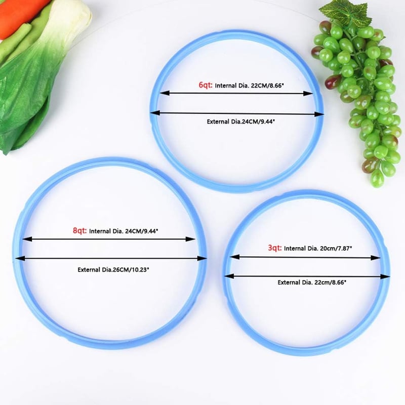 Gegao Szilikon Tömítőgyűrű Szett Instant Pot Kukta Edényhez (6Qt) - Kék/Piros, Mosogatógépben Mosható, Élelmiszerbarát Anyag