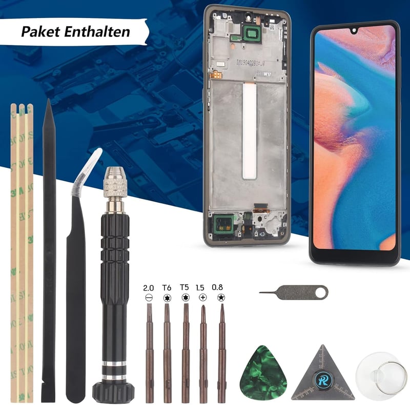 RongZy LCD Kijelző Samsung Galaxy A33 5G A336B Modellhez - Érintőképernyős Digitalizáló Csere Kerettel, Szerszámokkal (Fekete)