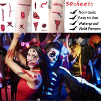 Halloween Arctetoválás Szett - 10db Seb, Szellem és Csontváz Mintával 4