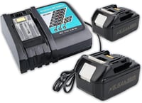 BXOXD Makita Kompatibilis 18V 5.5Ah Li-ion Akkumulátor Szett - 2 db Pótakkumulátor + DC18RC Gyorstöltő - BL1850 BL1860 Szerszámgépekhez 1