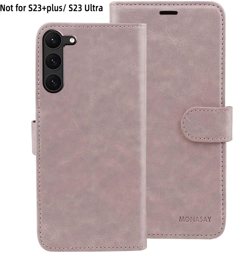 MONASAY Samsung Galaxy S23 5G Bőr Flip Tok - Rózsaszín, Kártyatartóval, Állvánnyal, Mágneses Záródással, Ütésálló Védőtok, Képernyővédő Fóli