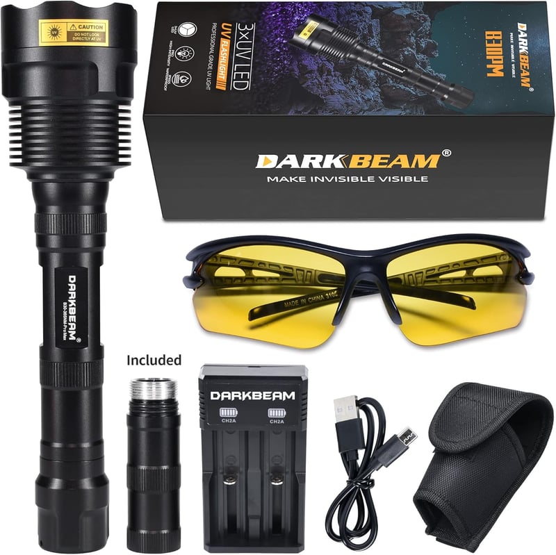 DarkBeam 365nm UV lámpa 36W - Erős fekete fény állatvizeletre, szivárgásra, ásványokra