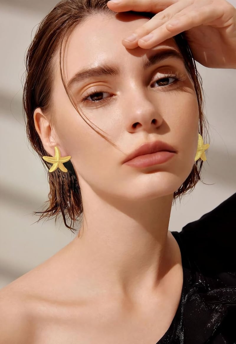 GUIZIYAO Arany Tengeri Csillag Fülbevaló Nőknek - Vintage Stílusú Strandékszer, Elegáns Bedugós Aranyozott Fülbevaló Lányoknak