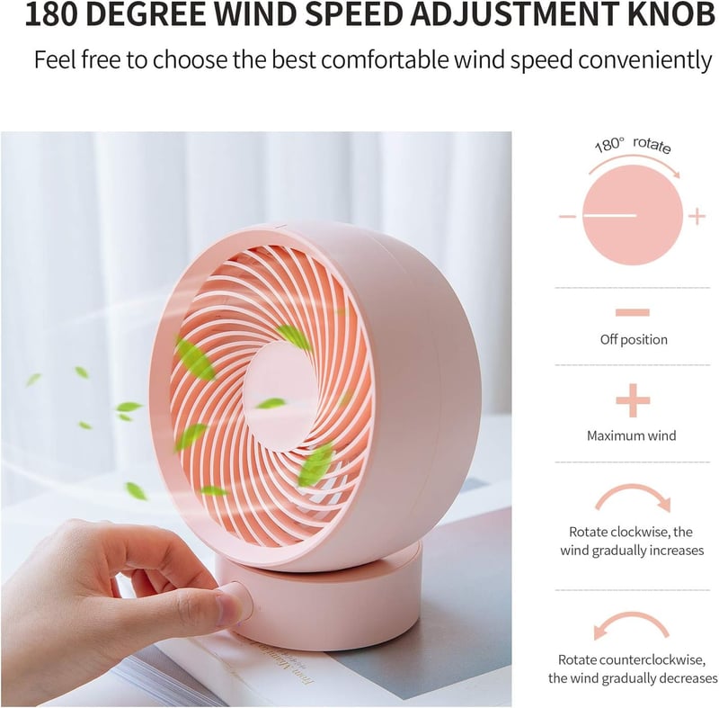 SmartDevil USB Asztali Ventilátor - Kompakt, Hordozható Mini Ventilátor 20° Fokozatmentes Sebesség Szabályozással, Csendes Működés, Irodába,