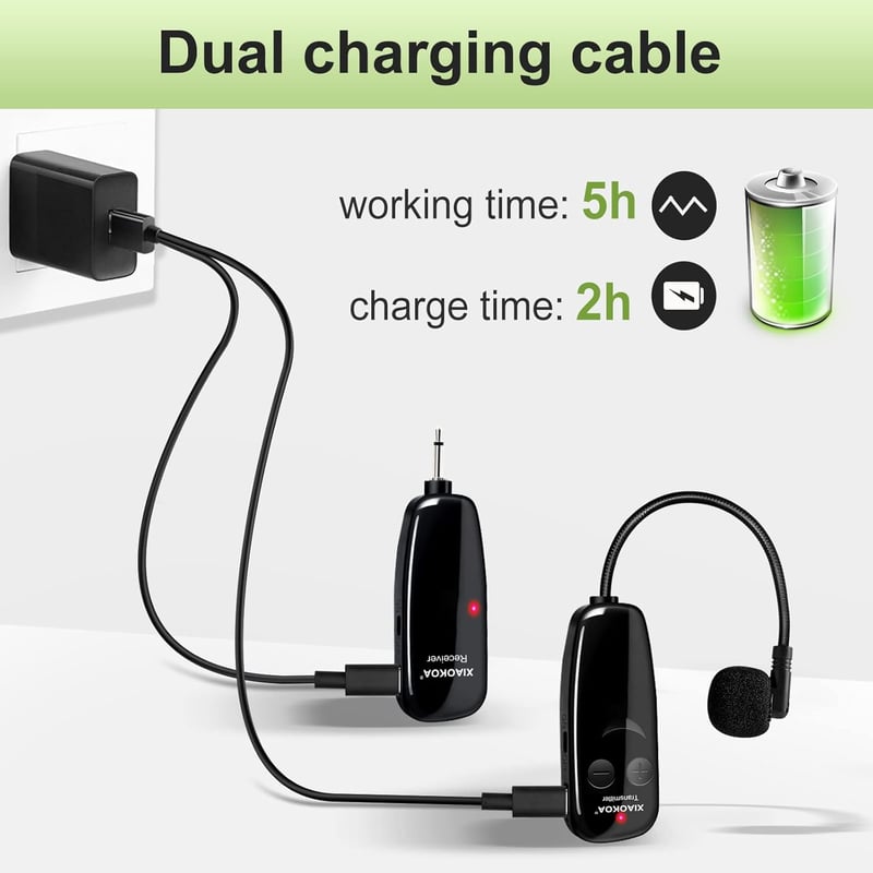 Xiaokoa UHF vezeték nélküli headset mikrofon LED kijelzővel - ideális előadóknak és rendezvényekhez