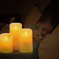 YIWER LED gyertyák szett - 3 db valódi viasz, távirányítós, időzíthető, elefántcsont 3