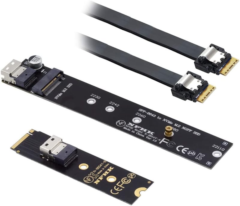 Xiwai NVME M.2 SSD hosszabbító kábel 40cm, SFF-8654 csatlakozóval