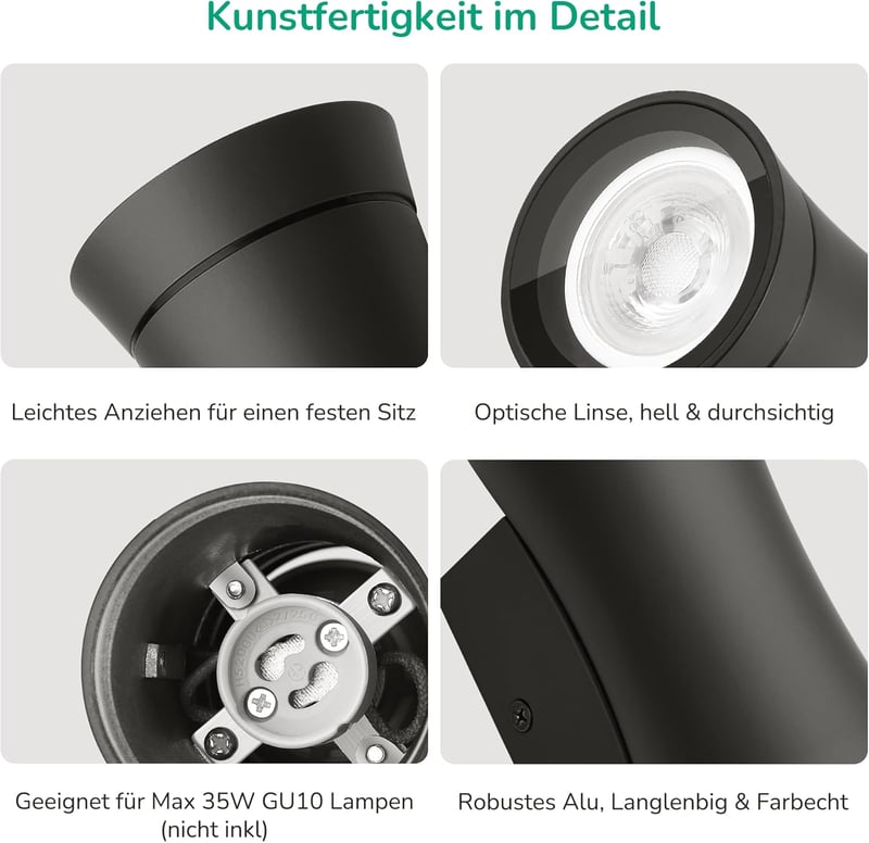 EDISHINE Kétirányú LED Kültéri-Beltéri Fali Lámpa, Sötétszürke Fém, IP44 Vízálló, GU10 Foglalat, Modern Terasz Erkély Világítás