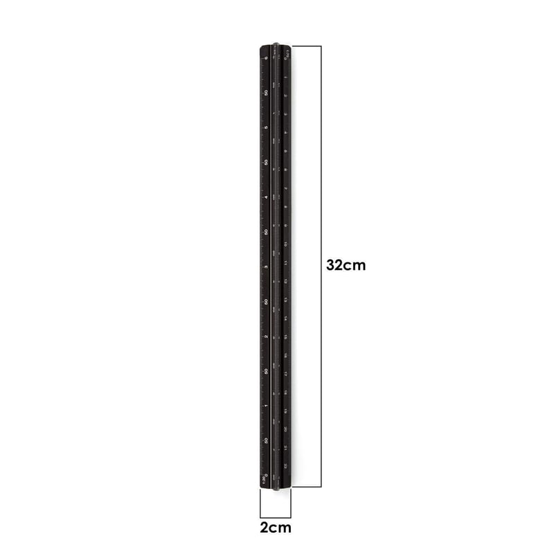 Cyleibe Alumínium Háromszög Vonalzó - 30 cm Építészeti Mérőeszköz 6 Méretaránnyal (1:20-1:125) - Lézergravírozott Fekete Műszaki Vonalzó Mér
