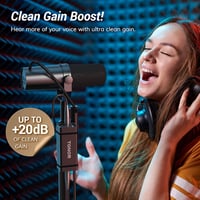 TONOR TA20 XLR Mikrofon Előerősítő - Dinamikus Mikrofonokhoz, 20dB Erősítés, SM7B Kompatibilis, Fém Ház, Podcast és Streaming Felvételekhez 2