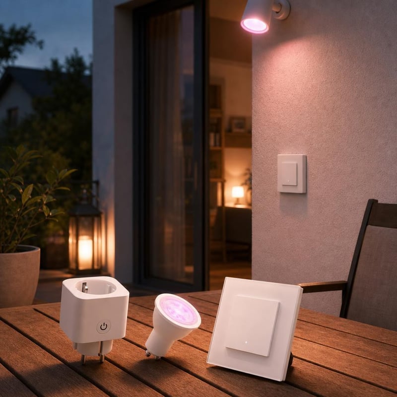 Smart Home paket rasvjete: 1x GU10 RGB žarulja + 1x pametna utičnica + 1x WiFi prekidač