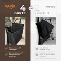 WUGLO Extra Stabil Kutya Autóülés - Vízálló Autós Ülés Kis és Közepes Kutyáknak 4 Rögzítő Hevederrel - M Méret Fekete 3