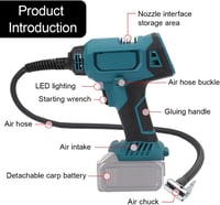 DriSubt Akkumulátoros Kompresszor Makita kompatibilis  18V - 130 PSI Elektromos Pumpa Digitális Kijelzővel, LED Világítással 2