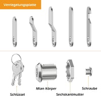 VOCIBO® 16mm-es Postaláda Zár 5 Cserélhető Zárlemezzel, Többcélú Bútorzár 3