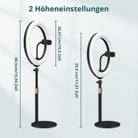 ATUMTEK 10"-os LED Szelfigyűrű Állvánnyal és Telefontartóval - Zoom, Streaming, Smink 4