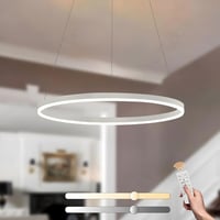 YYUTLUO Modern LED Csillár - 60 cm Fehér-Arany Kör Alakú Függőlámpa, 29W, Távirányítható, Fényerőszabályozható, Nappali Szobába, Akril-Alumí 1