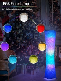 Amdelne RGB Állólámpa - Tyvek Anyagú Okos Lámpa Távirányítóval és App Vezérléssel, Zenére Szinkronizálható, Színváltós, Időzíthető, 18W, 180 5