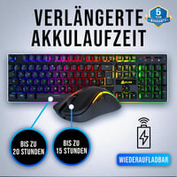 KLIM Thunder Vezeték Nélküli Gamer Billentyűzet és Egér Szett - RGB Háttérvilágítás, 4800 DPI, Beépített Akkumulátor, PC/PS4/PS5 Kompatibili 3