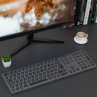 Seenda LED-es vezeték nélküli billentyűzet, QWERTZ, újratölthető, PC/laptop, űrszürke 7