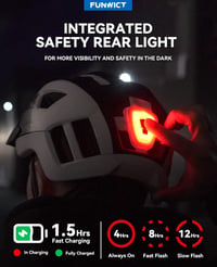 FUNWICT Kerékpáros Bukósisak Mágneses Szemüveggel és USB LED Világítással - Könnyű, Szellőző Sisak Férfiaknak és Nőknek, XL Fekete-Sárga 3