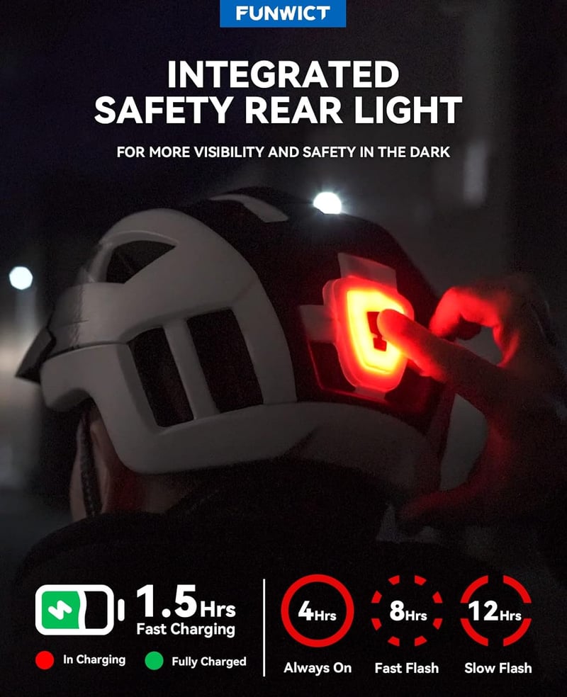 FUNWICT Kerékpáros Bukósisak Mágneses Szemüveggel és USB LED Világítással - Könnyű, Szellőző Sisak Férfiaknak és Nőknek, XL Fekete-Sárga