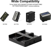 ZITAY 4-csatornás NP-F Akkumulátor Töltő - USB-C PD Gyorstöltés, Sony NP-F550/F750/F770/F970 Kompatibilis, 65W Hálózati Adapterrel 2