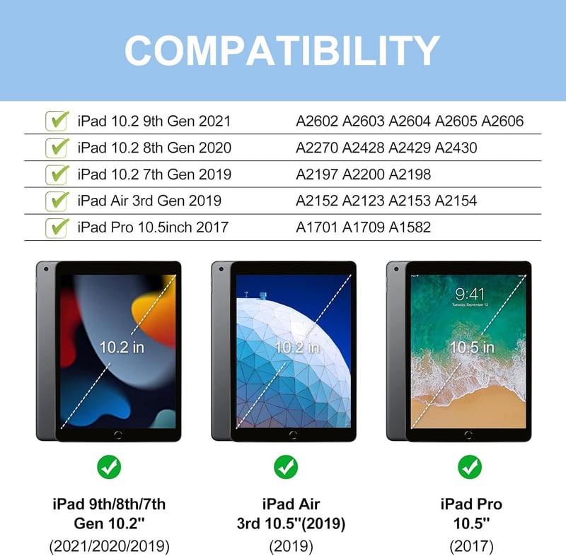 FOGARI iPad 9 Generációs Billentyűzetes Tok - Levehető Billentyűzet, Ceruza Tartó, 10.2" Védőtok iPad 9/8/7 és iPad Pro 10.5 Modellekhez